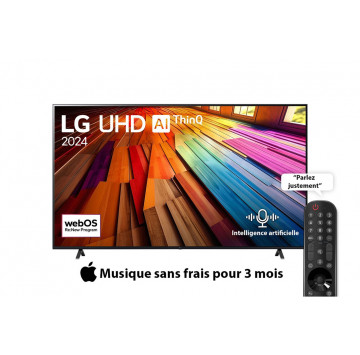 Smart TV  LG UHD UT80 4K, 75 pouces, Télécommande Magique IA HDR10 webOS24 2024