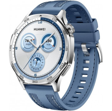 HUAWEI Montre connectée Watch GT 5 46 mm Acier Inoxydable avec Bracelet en Nylon Bleu