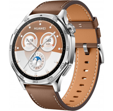 HUAWEI Montre Intelligente Watch GT 5 46 mm,jusqu'à 14 Jours d'autonomie, Compatible avec iOS et Android, Marron