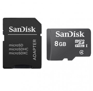 SANDISK CARTE MÉMOIRE MICROSDHC 8 GIGA ET ADAPTATEUR SD – SDSDQM-008G-B35A