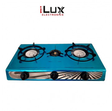 Ilux Cuisinière à Gaz - Réchaud 3 Feux - LXG-7403-SX95 - Argent