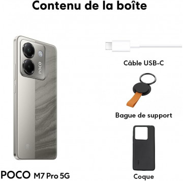 POCO M7 Pro 5G Smartphone, 12+512GB, Argent, Appareil Photo Sony 50MP avec OIS, Batterie 5110mAh, Charge Turbo 45W, Écran AMOL