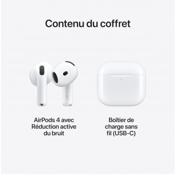 Apple AirPods 4 Écouteurs sans Fil, écouteurs Bluetooth, avec Réduction Active du Bruit, Audio adaptatif, Mode Transparence