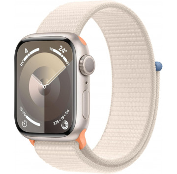 Apple Watch Series 9 (41 mm GPS) Smartwatch avec boîtier en Aluminium et Boucle Sport lumière stellaire. Suivi de l’activité P