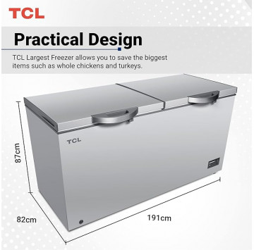 Congélateur coffre TCL 920L, double porte, super congélateur avec panier de rangement